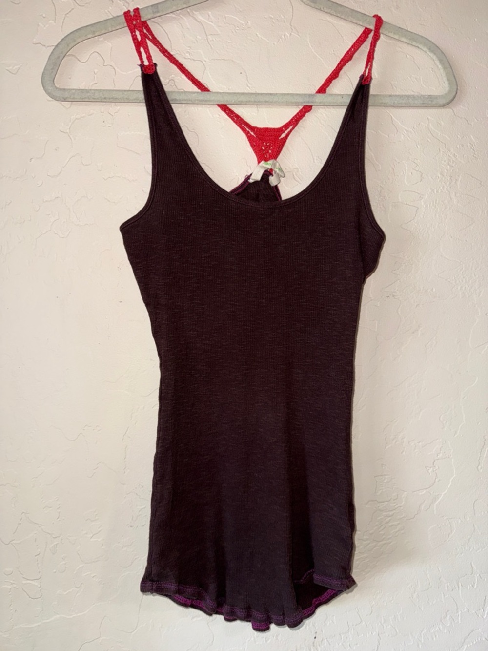 Free people y2k style ribbed embroidered tank top size medium
